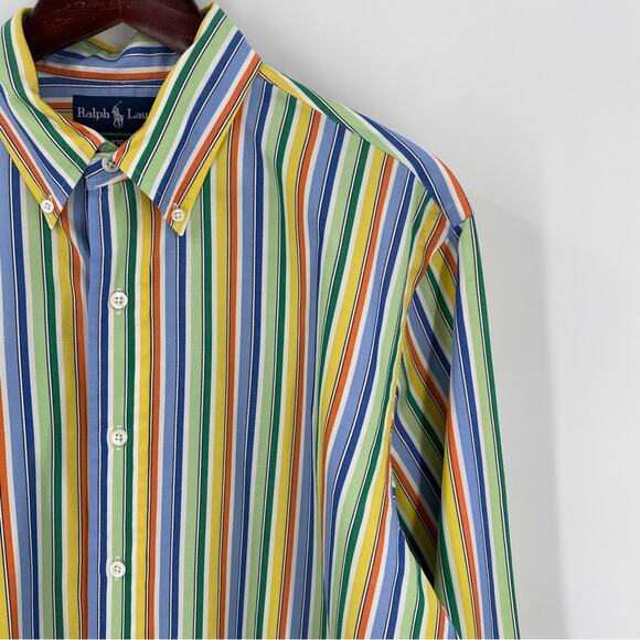 Ralph Lauren colorful striped button down shirt size 16 1/2 large - Picture 3 of 10